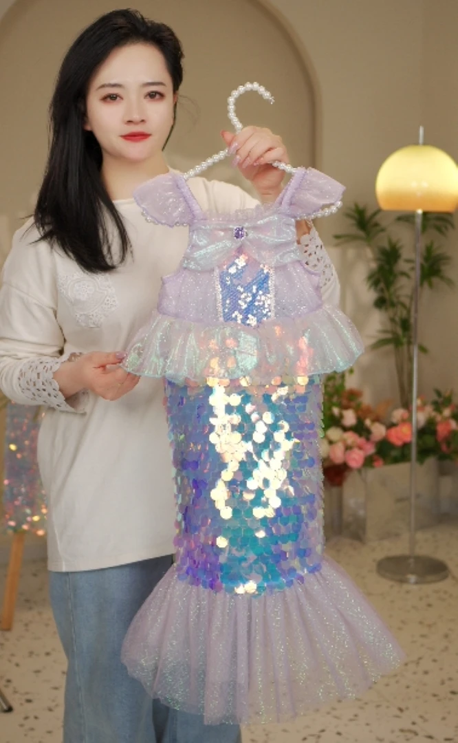 [人鱼公主]2025年新款夏季女童连衣鱼尾裙