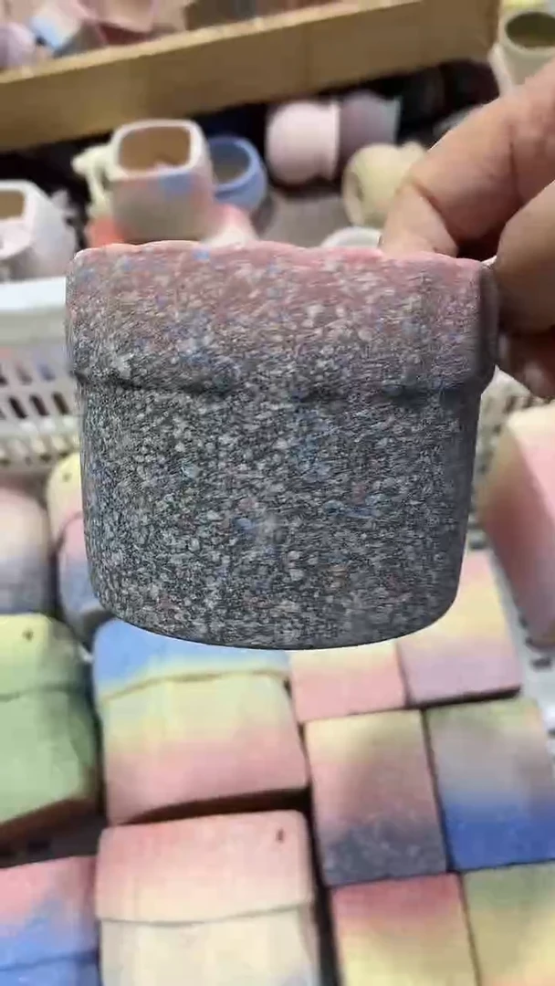 麦饭石粗陶多肉花盆8*8