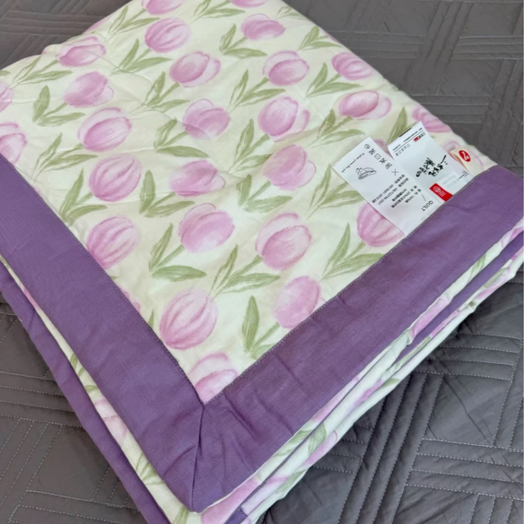 全棉双层纱大豆被20%大豆蛋白手包边夏被吸汗透气柔软小清新法式