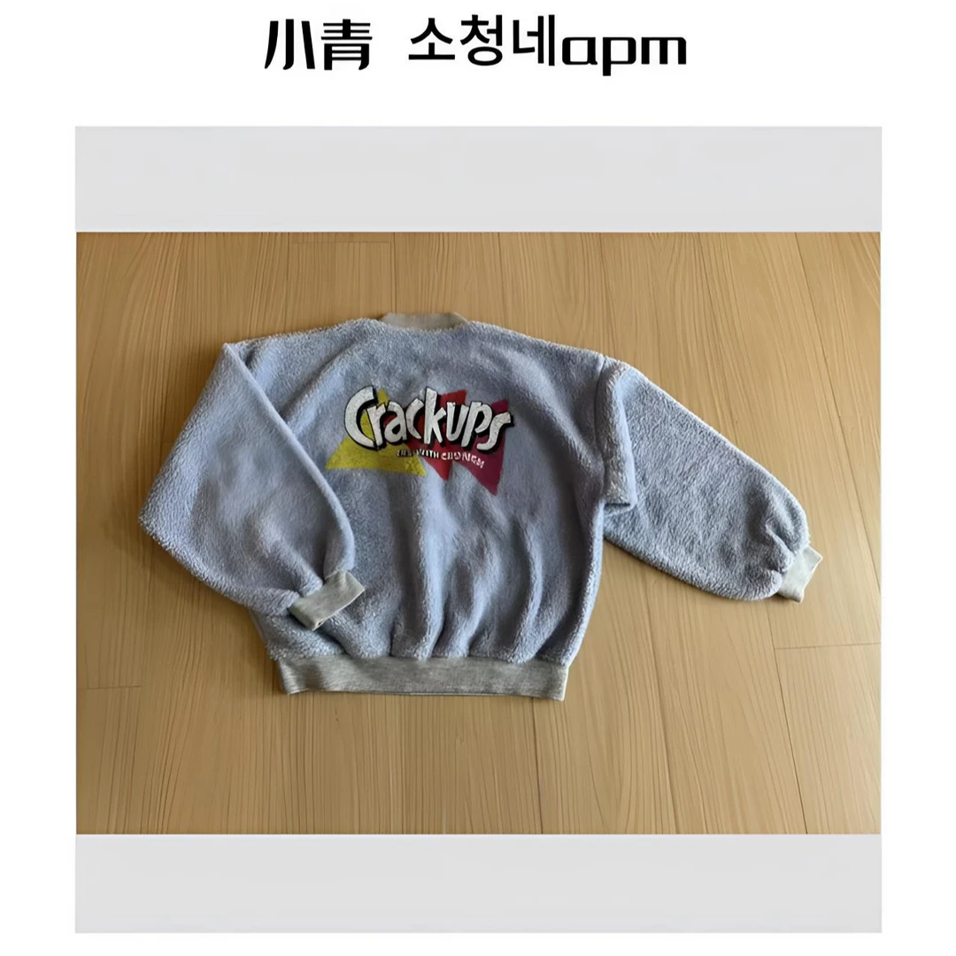 韩国东大门 公鸡/ 白字母后背摇粒绒半开领外套【摇粒绒！摇粒绒！】