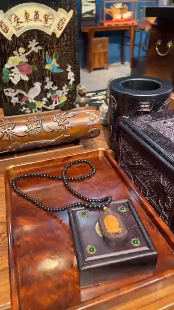 木香佛链两件套邵氏紫檀木艺