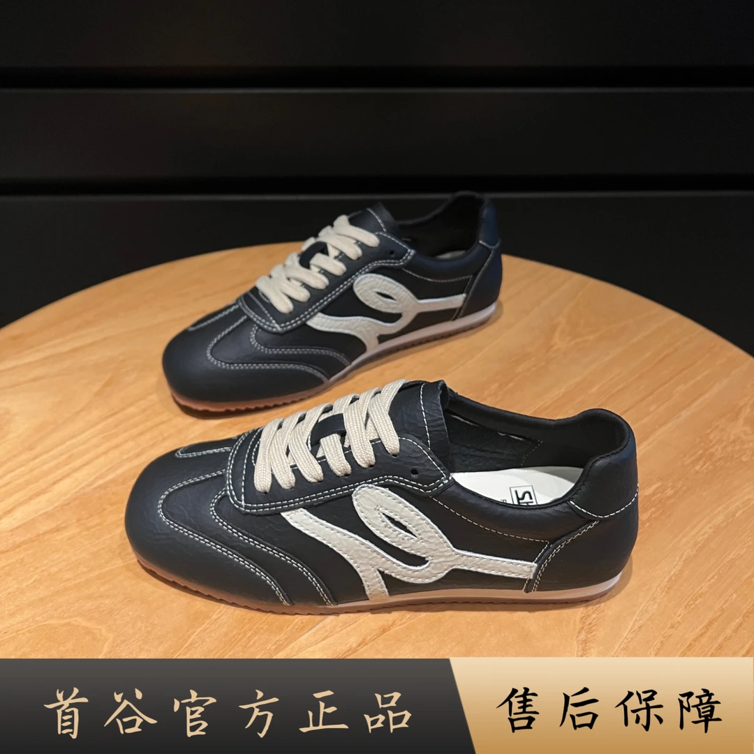首谷臻选轻便真皮德训鞋女2025新款秋季皮面不累脚休闲百搭小白鞋