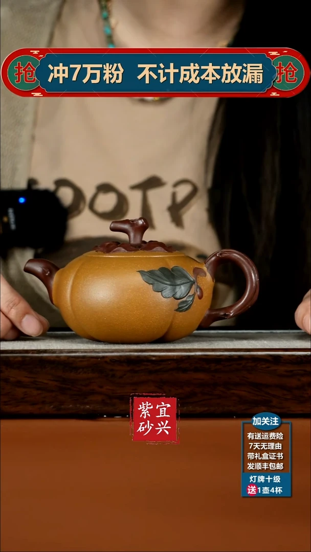 茶壶紫砂蒋静明老段泥仿生柿子240CC