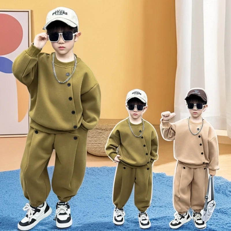 2025秋装新款帅气中小童洋气时髦套装潮款男童两件套衣服炸街潮酷