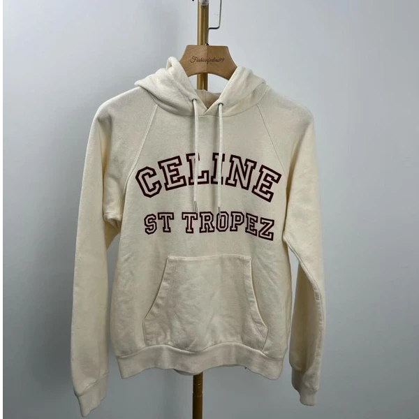 全新未使用 Celine/思琳 字母图案带帽卫衣 米白色