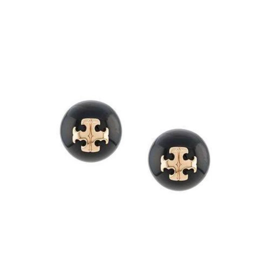 TORY BURCH/汤丽柏琦经典徽标女士圆形耳钉 yd
