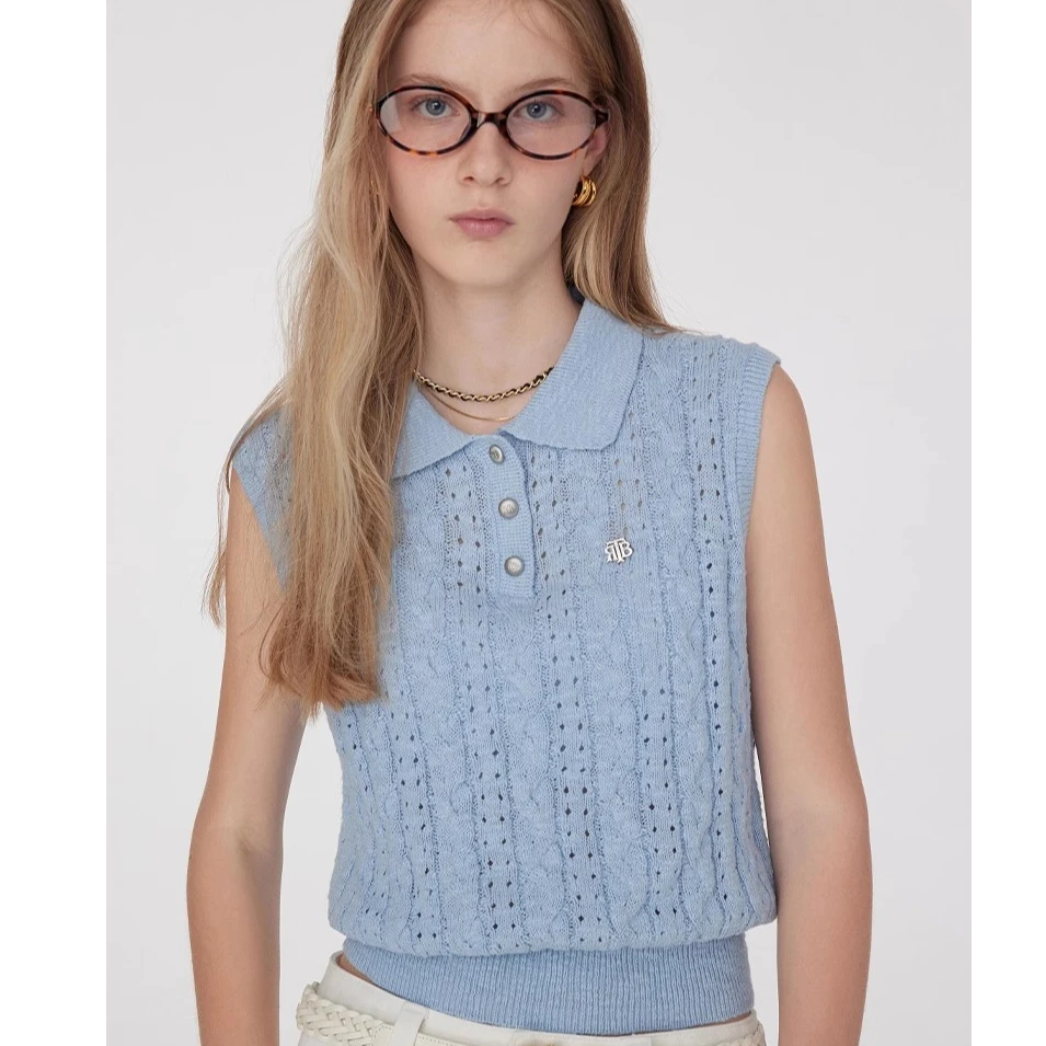 TeenieWeenie毛衣2025夏时髦休闲简约学院POLO领上衣TTKN252502W