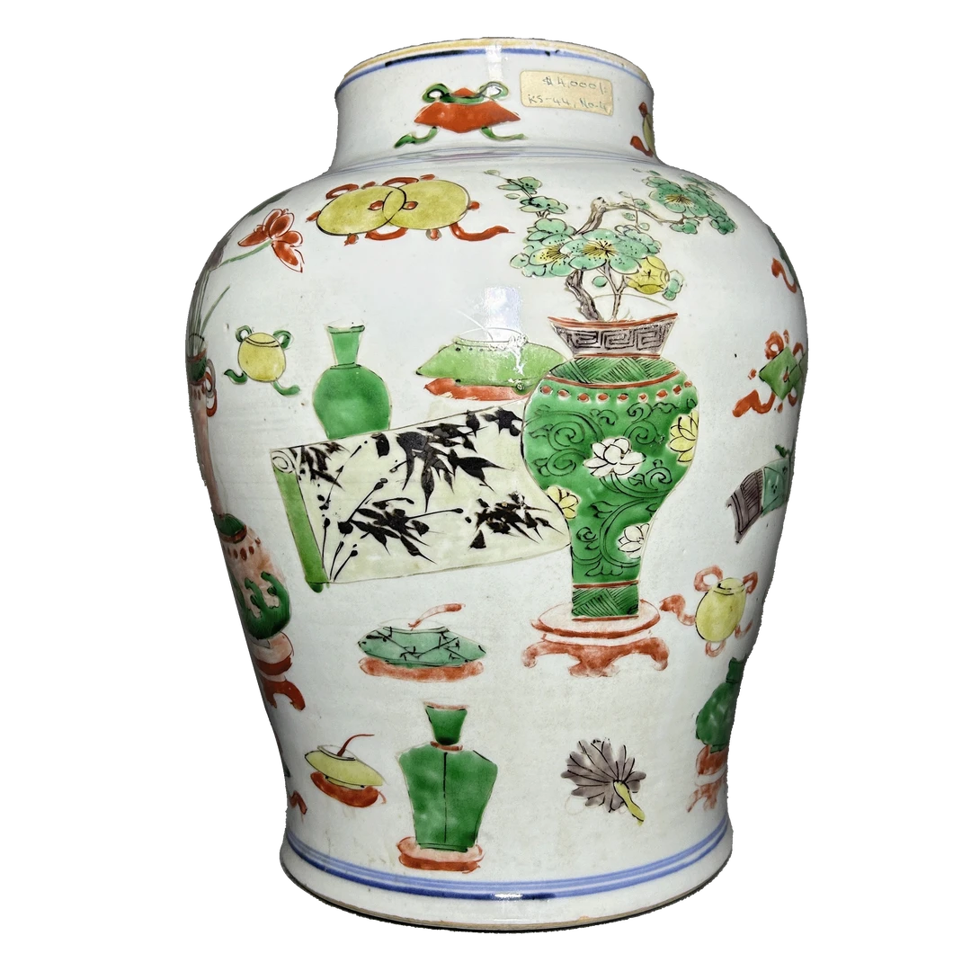 lot1425五彩博古纹将军罐古董拍卖