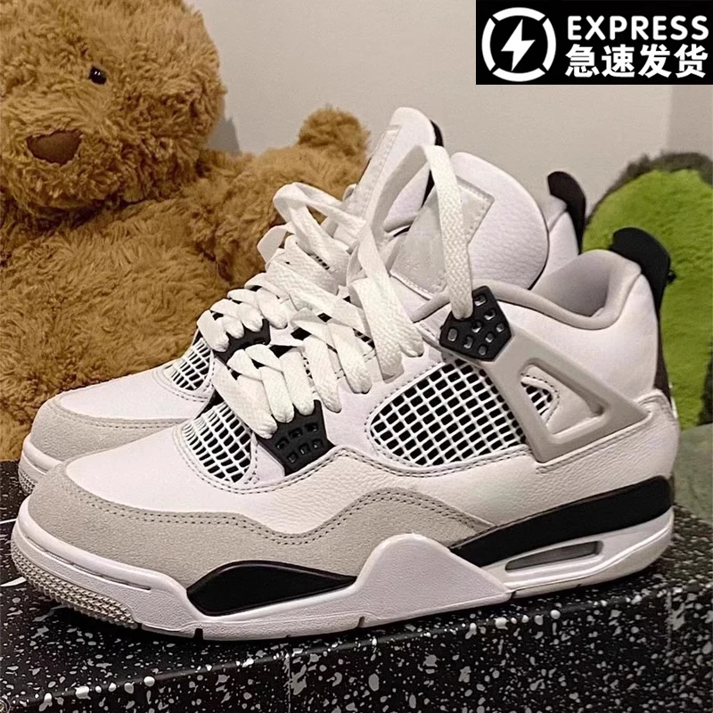 AJ4女鞋水泥灰正品莆田冬季新款高帮休闲运动鞋板鞋牛皮内里增高