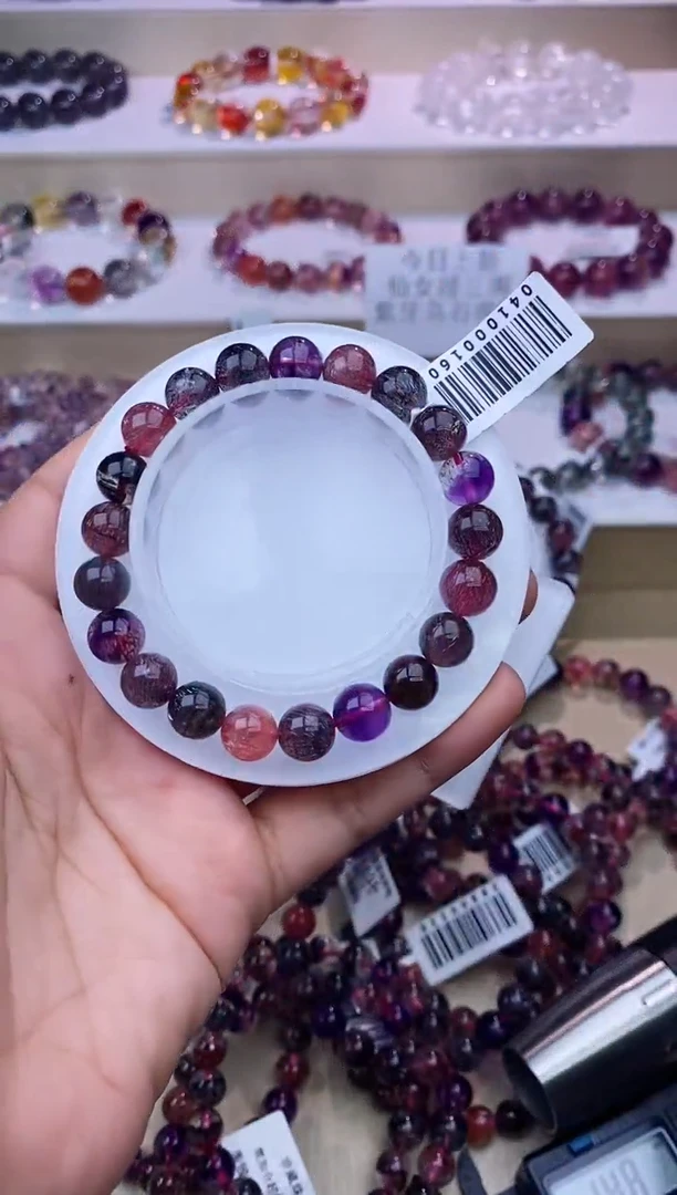 水晶手串未镶嵌黑加仑超七单圈9m+