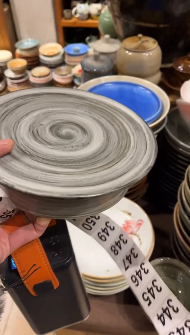 【闪购商品】瓷片340粉引刷釉高足盘1个