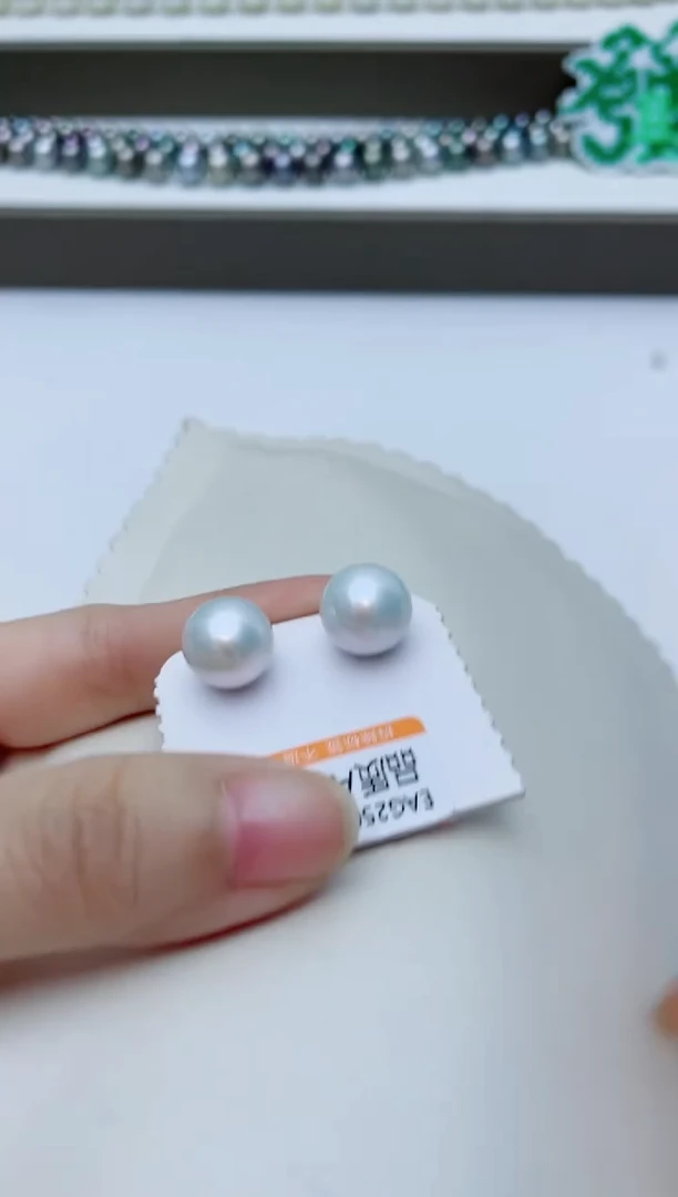 银S925镶嵌耳饰淡水珍珠A50