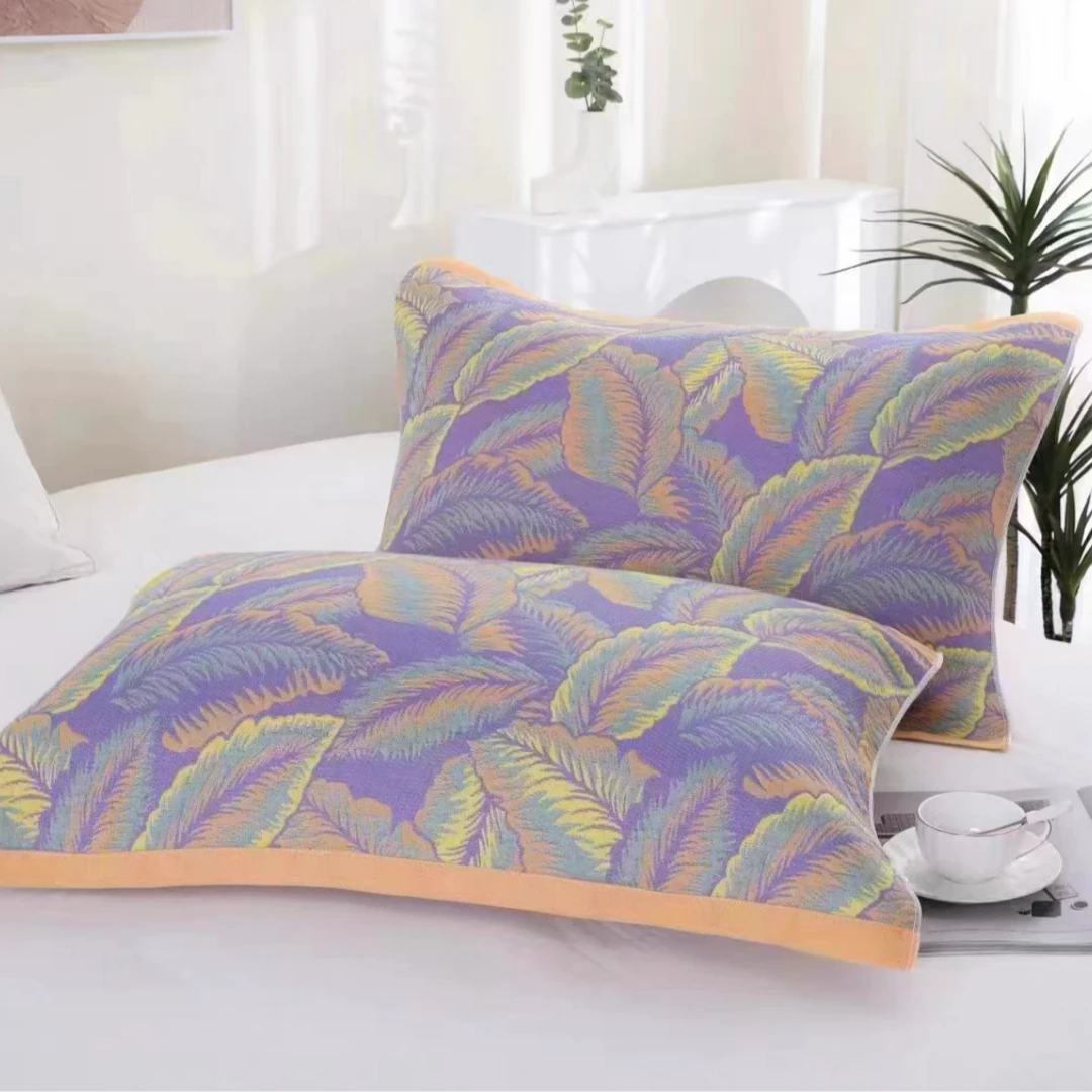 纯棉纱布枕巾50cm*80cm--紫色鸢尾花