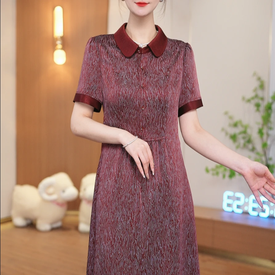 【视频专享】桑蚕丝裙子女夏季2025新款连衣裙真丝国风中式显瘦