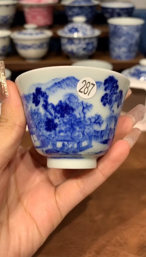 【闪购商品】摆件287青花山水的杯子额