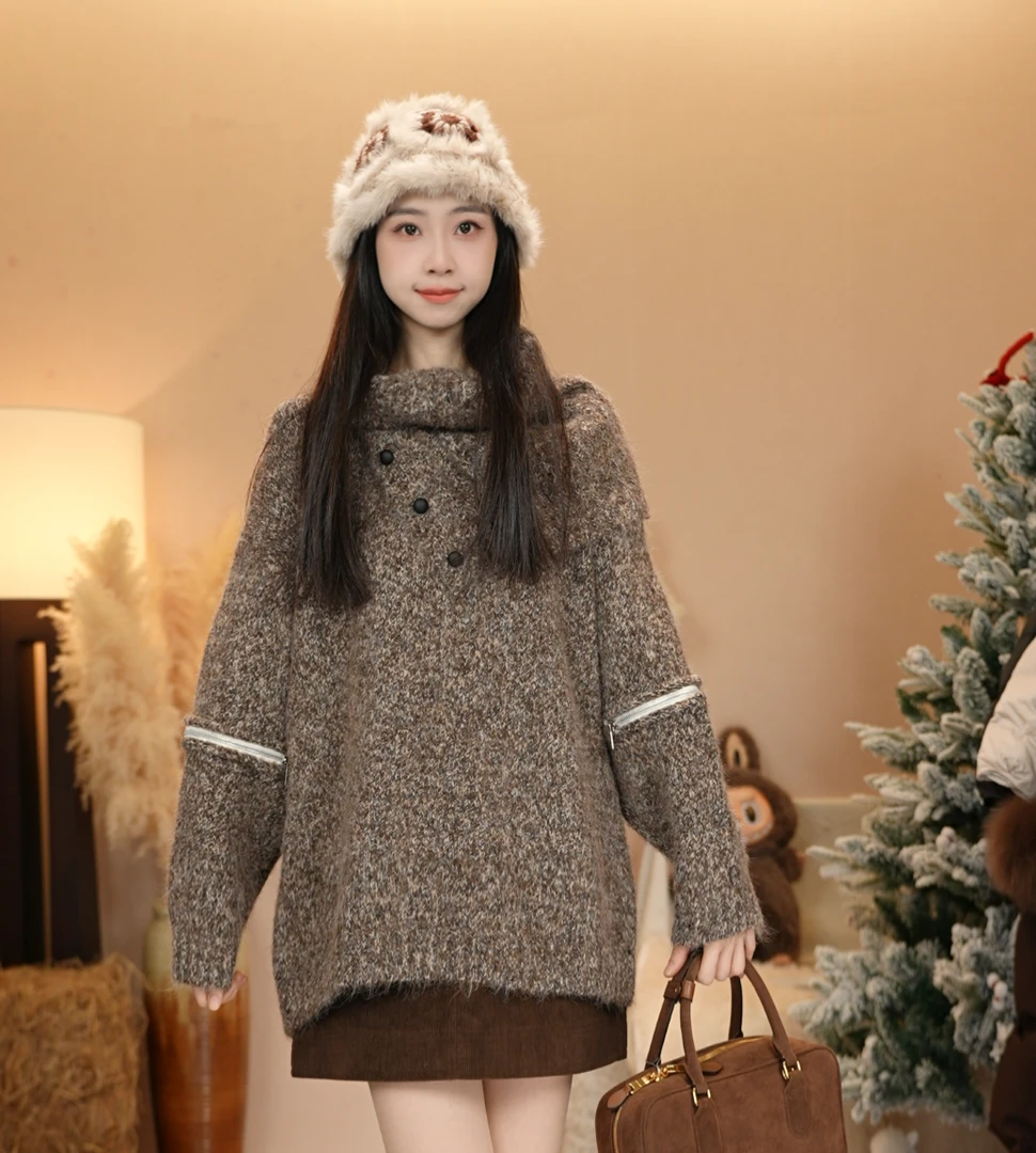 唐乐乐｜25new秋冬新款韩系时尚圆领长袖套头上衣 BF2458