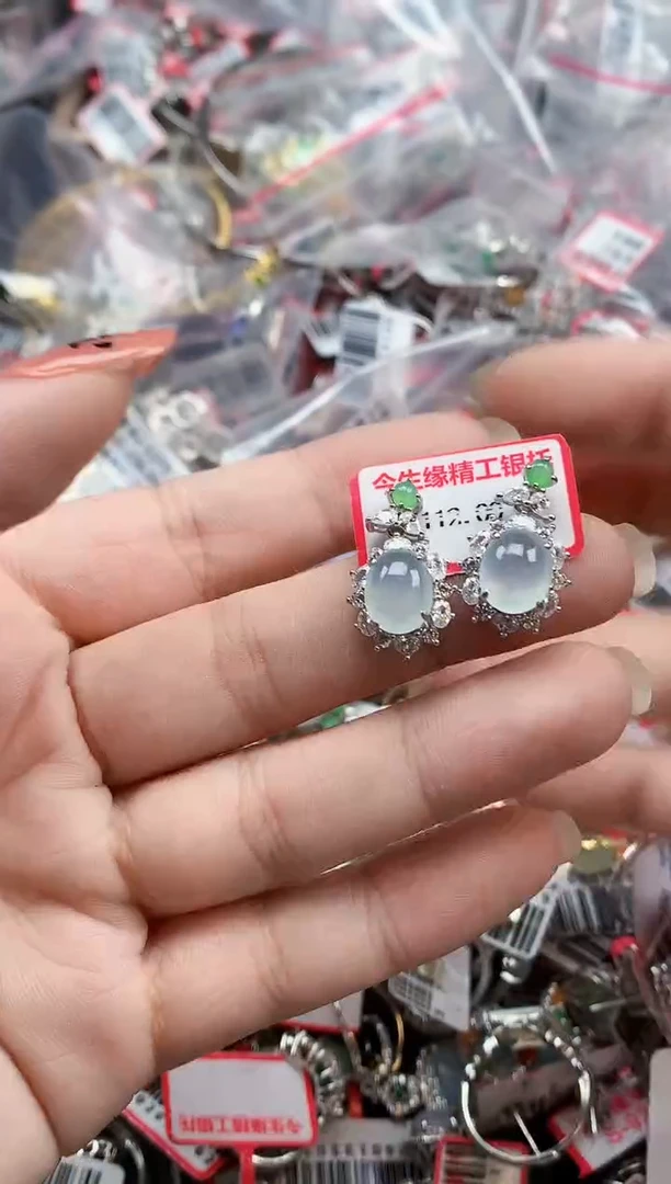 银S925镶嵌戒指翡翠天然A货缅甸翡翠