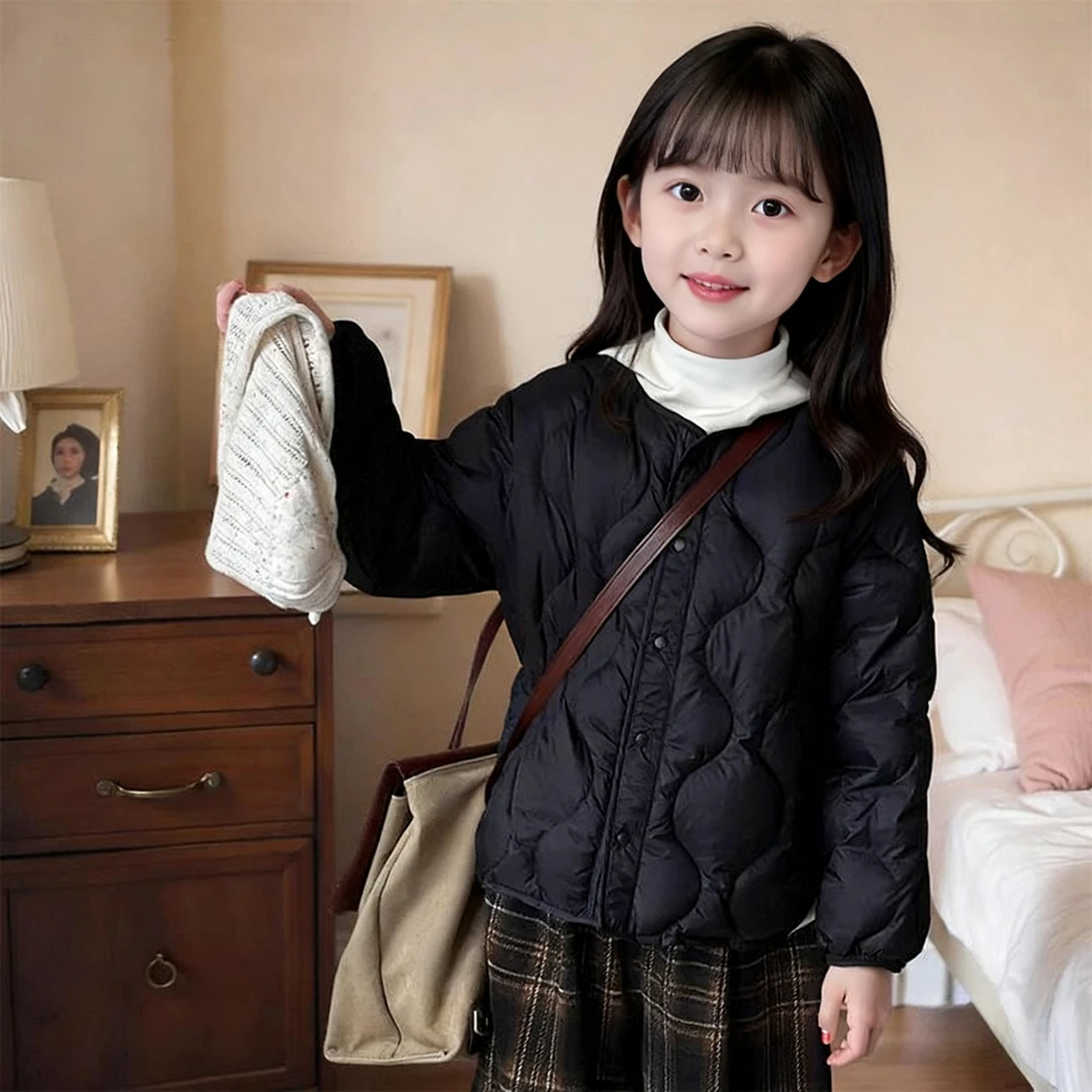 秋冬女童棉服轻薄款2025韩版女孩洋气棉袄亲子装棉衣内胆中大童