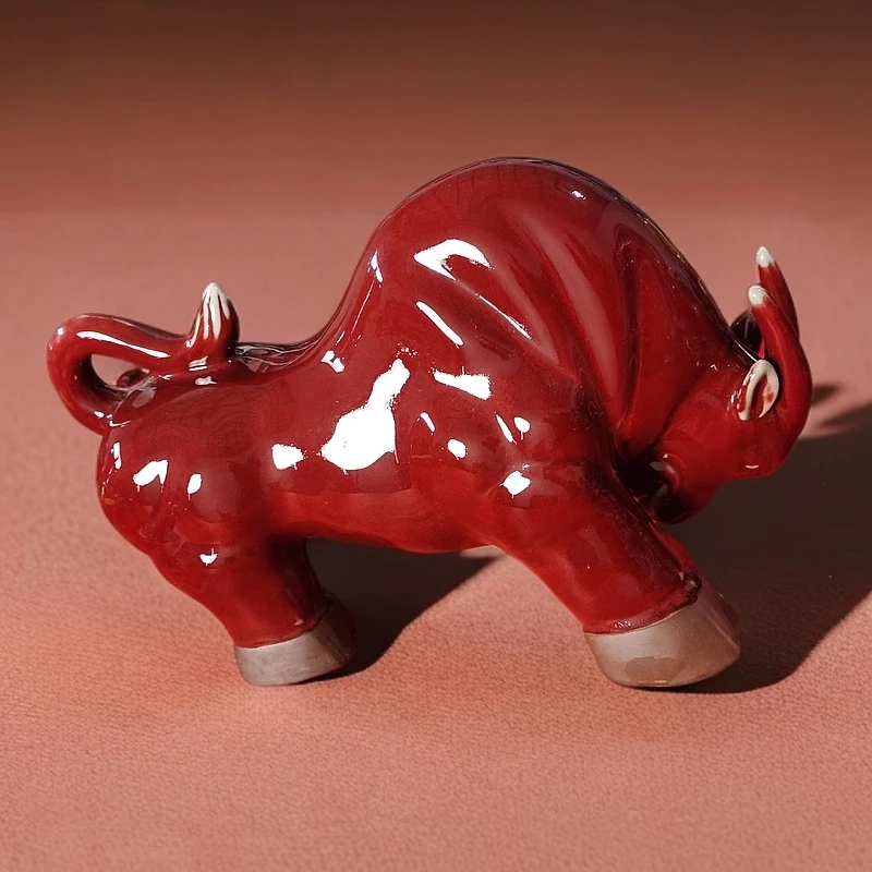 高温窑变陶瓷鸿运当头牛气冲天长42厘米宽19厘米高24厘米