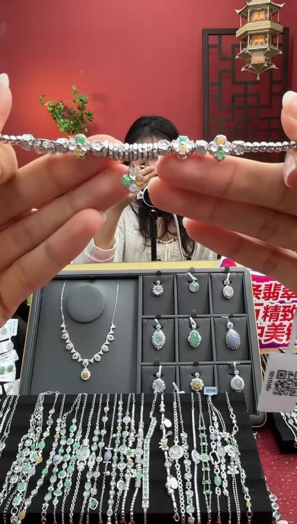 银S925镶嵌手链翡翠001068r