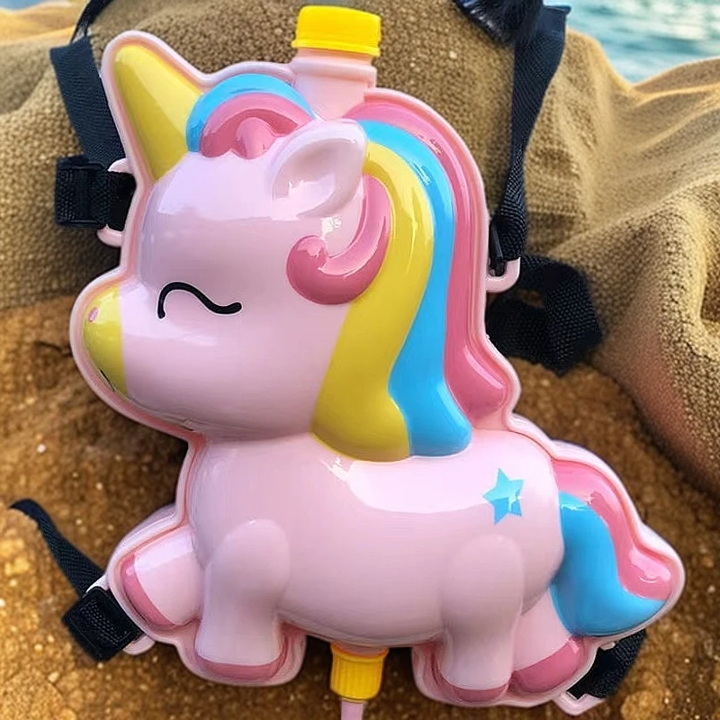 儿童夏日水枪背包独角马抽拉式水枪玩具喷水枪泼水节男孩女孩滋水