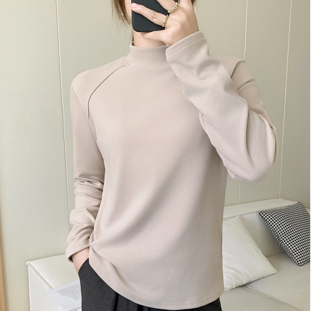 秋冬新款时尚简约半高领百搭磨毛保暖打底衫206.Q