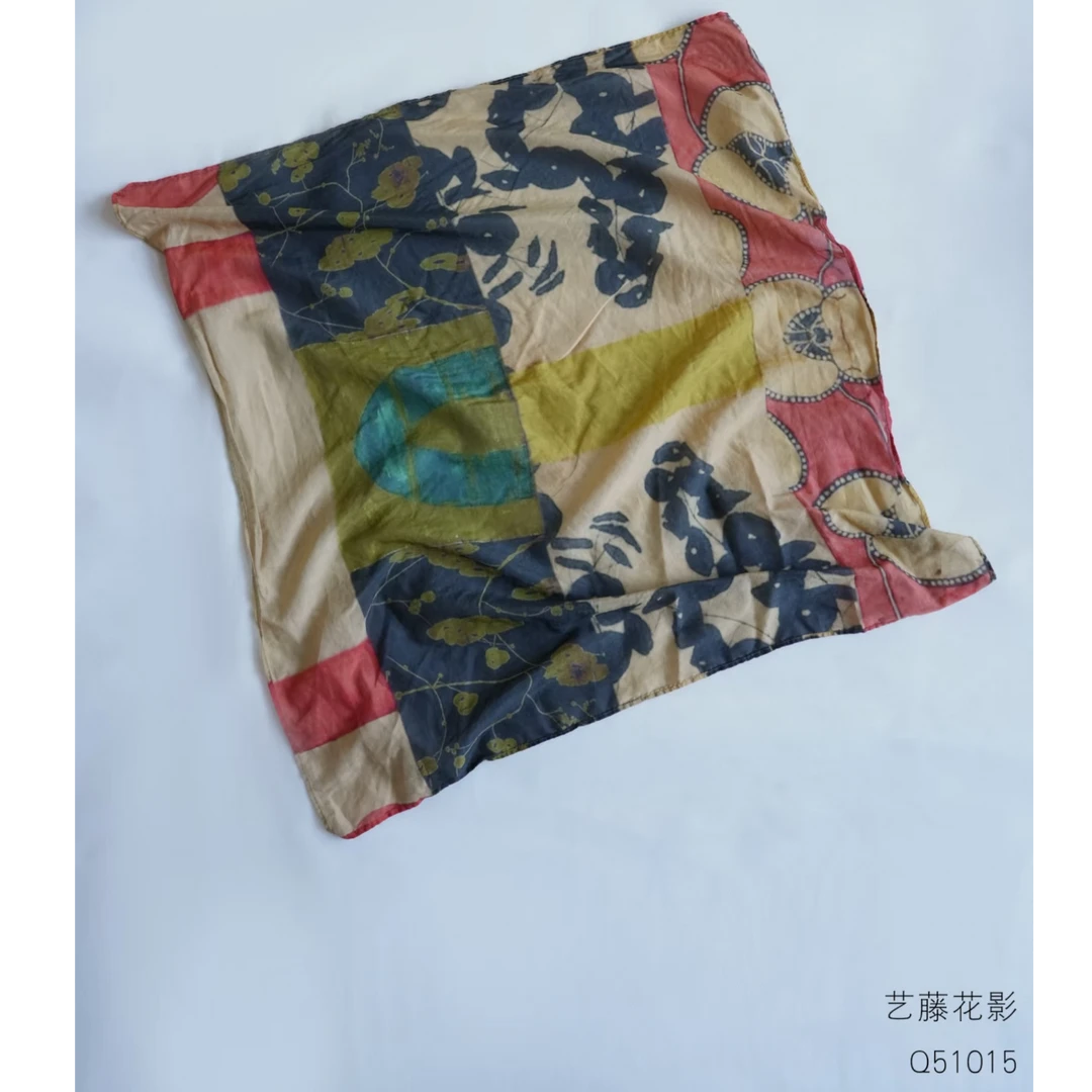 万物身客 几见Q51015 春夏桑蚕丝围巾丝巾方巾印花头巾复古风配饰