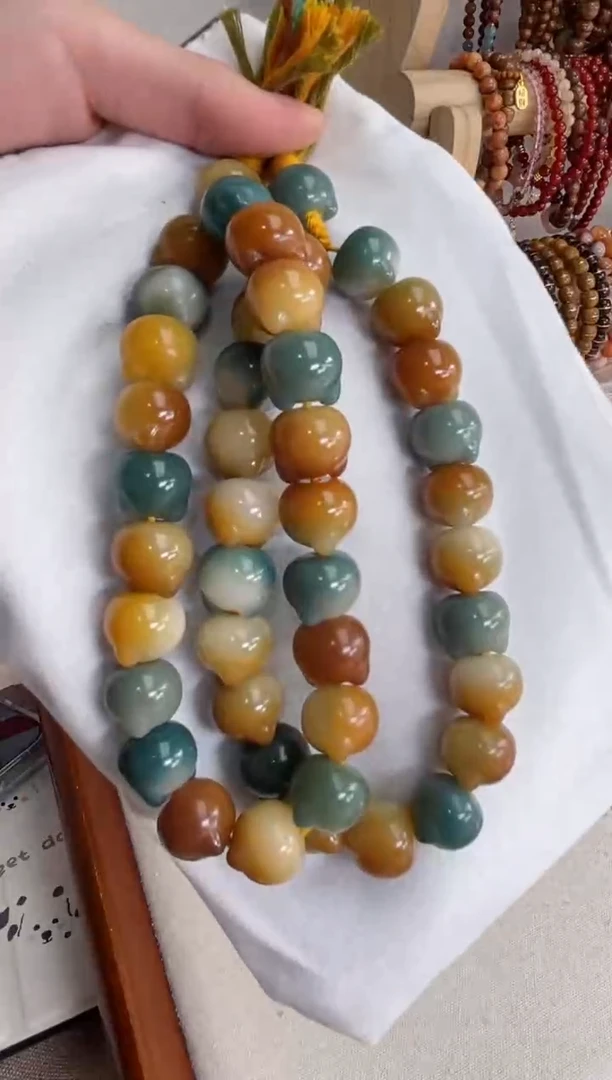 菩提根/象牙果手串y97玉化猫头14mm手持