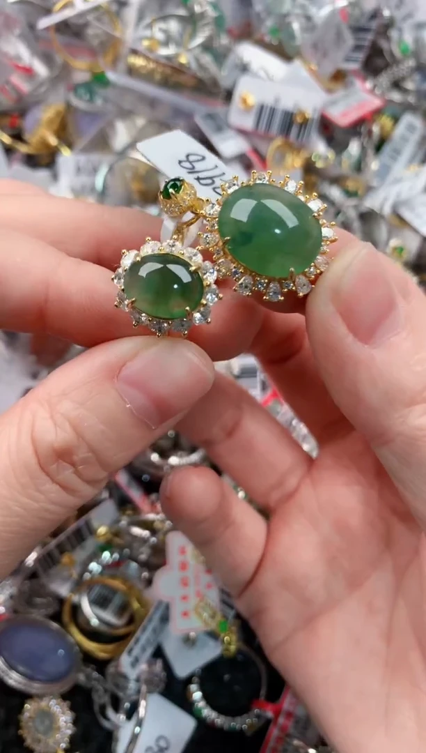 银S925镶嵌戒指翡翠2222      3