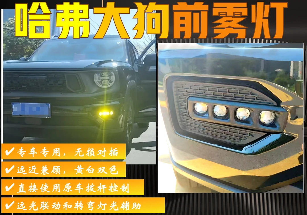 哈弗二代大狗前雾灯 射灯 黄白双光 转向辅助