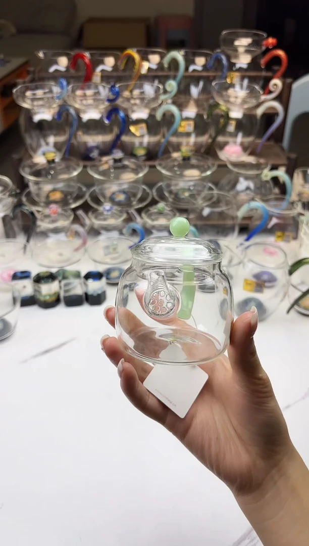 手工艺品玻璃禾器言卿壶浅玉色