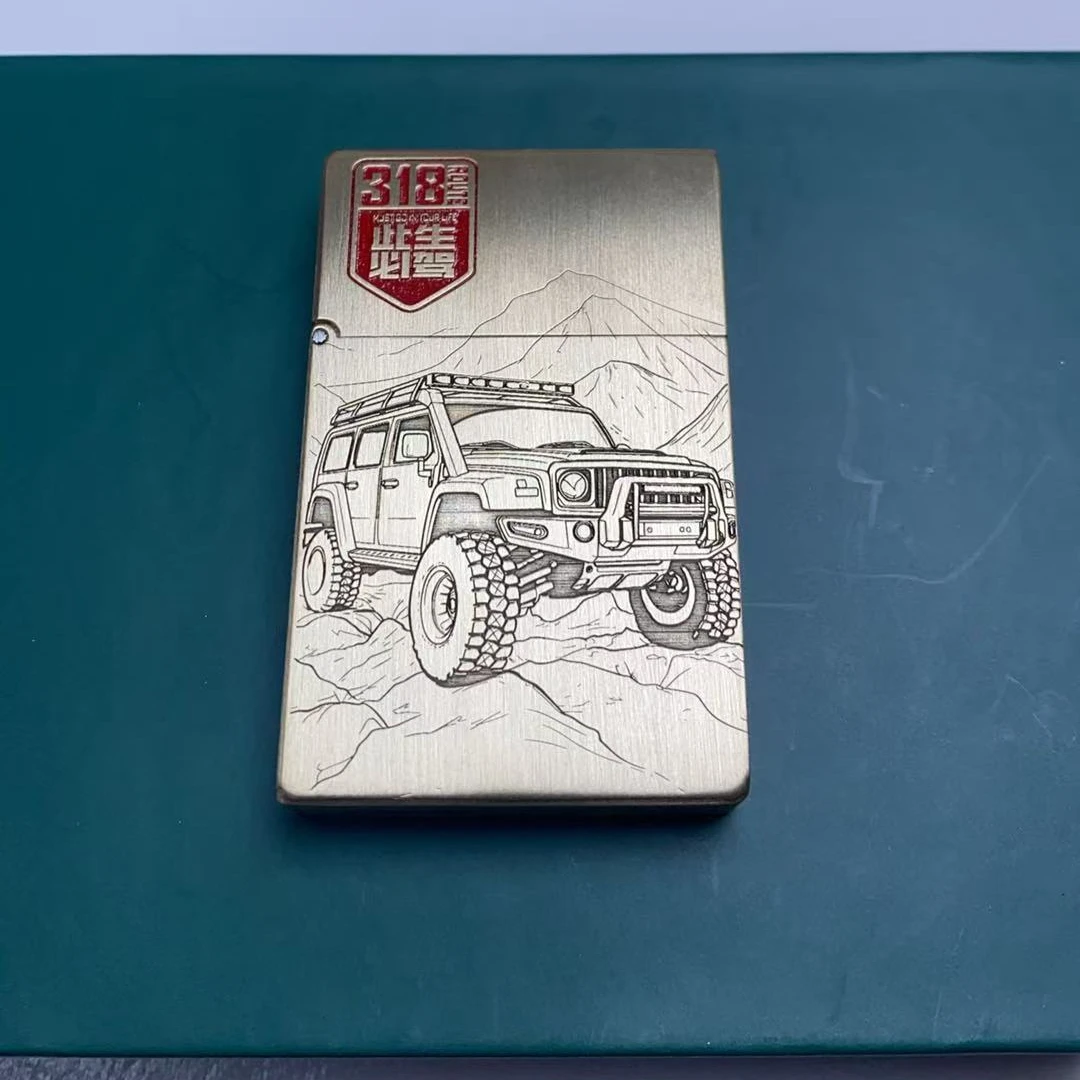 318此生必驾黄铜填彩小重甲纪念悟空窄机煤油打火机银色创意个性