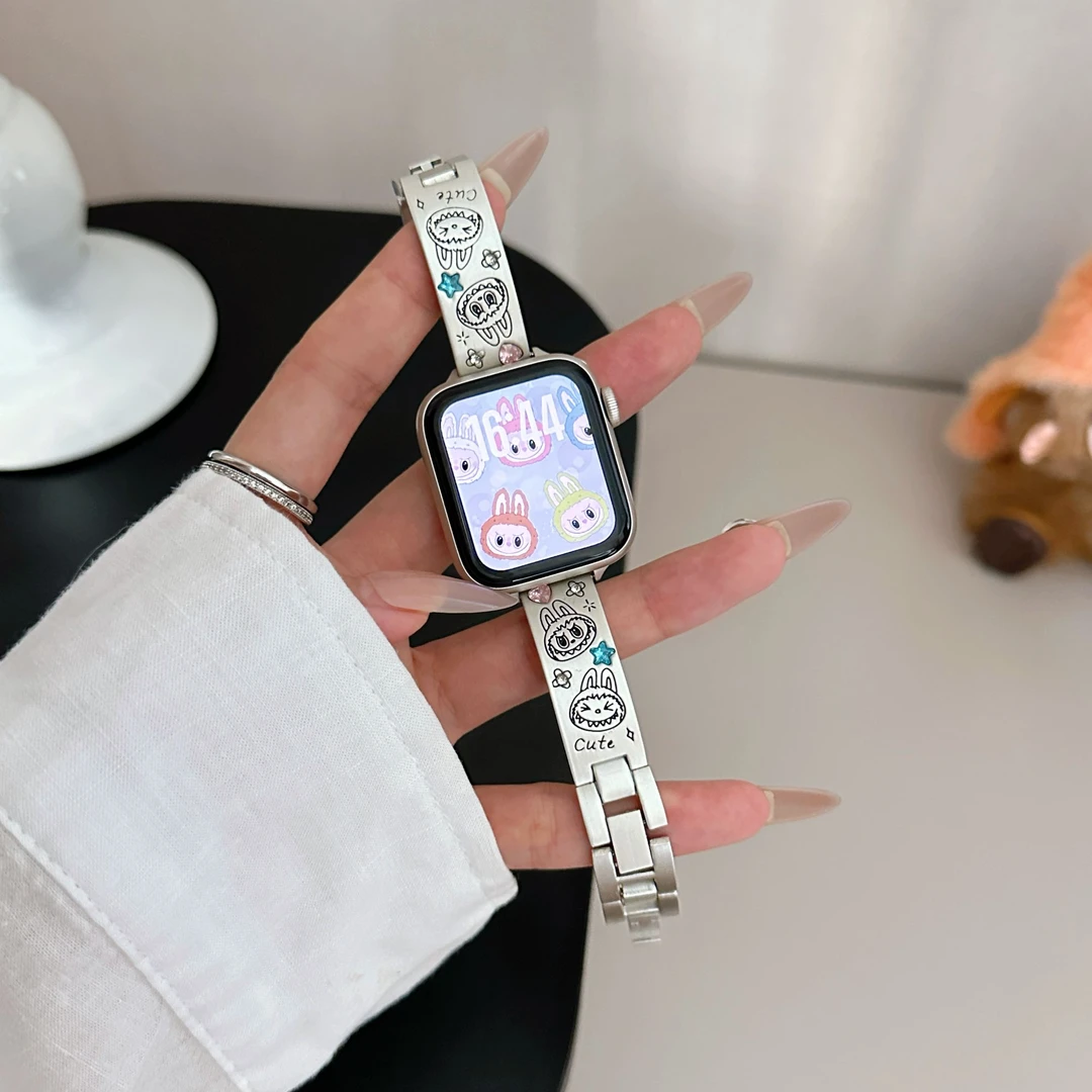 适用苹果iwatch10手表s9/s8765se代拉布布卡通手镯款表带小米华为