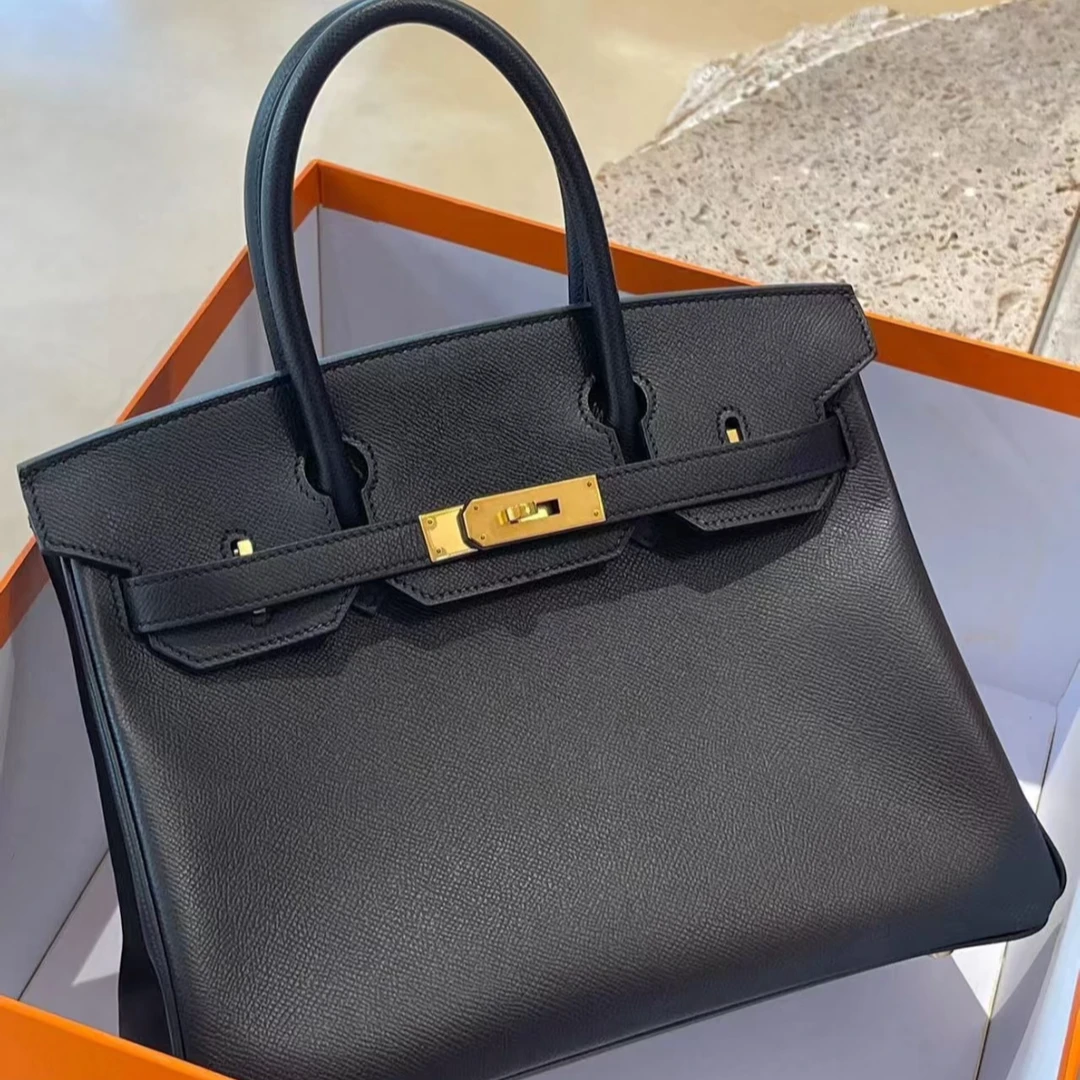 99新 Hermes/爱马仕 birkin30 黑金 E皮 C刻