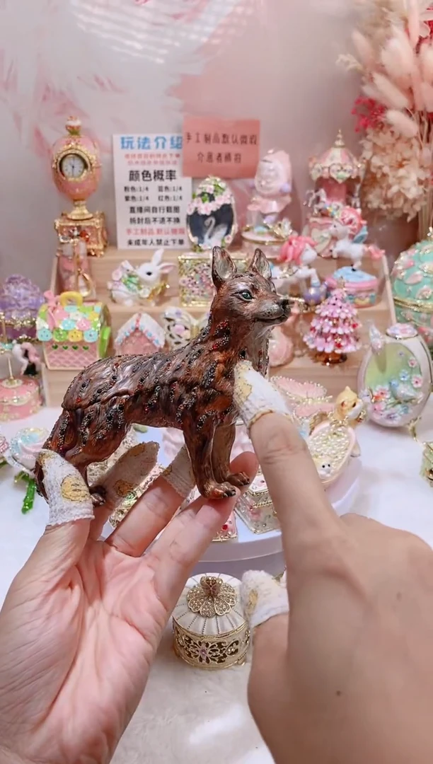 合金珐琅彩首饰盒摆件