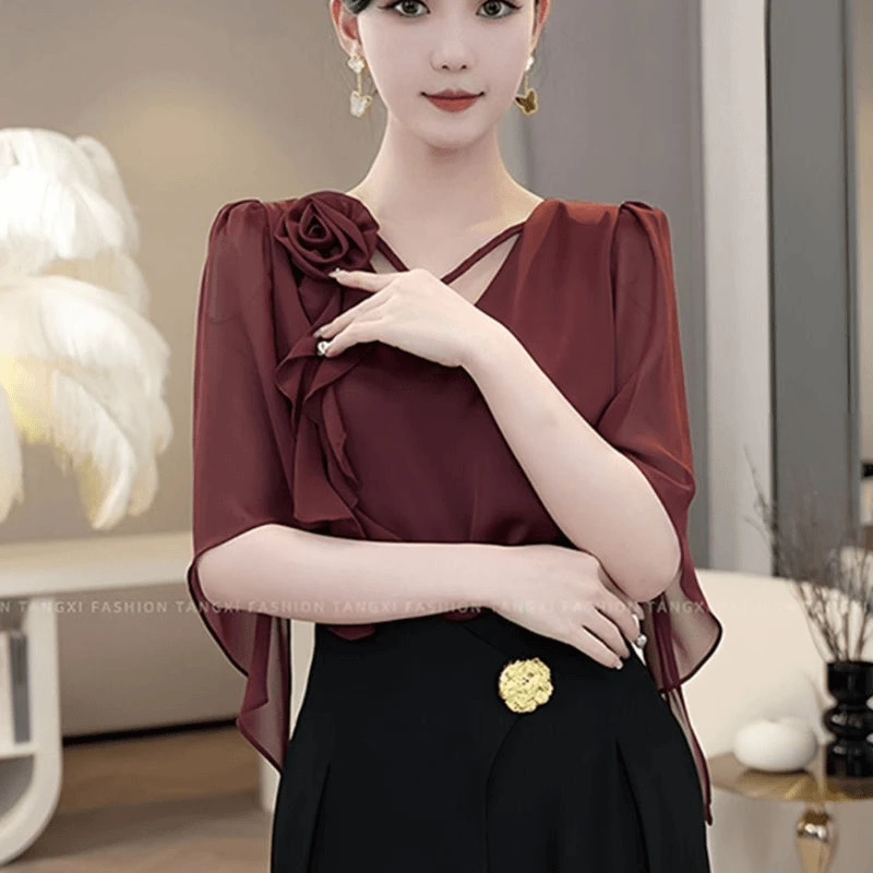 衬衫女2025夏季新款法式小众设计感上衣时尚洋气显瘦百搭减龄小衫