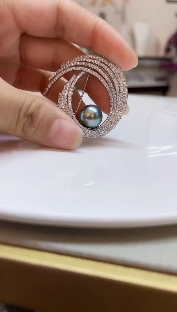 未镶嵌胸针海水珍珠12mm