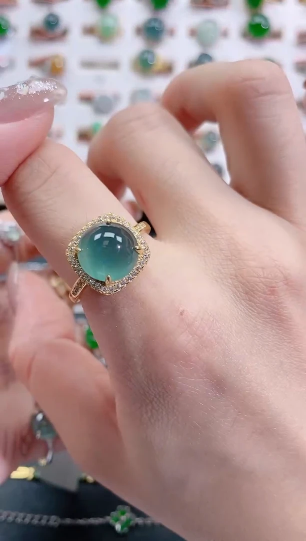 银S925镶嵌戒指翡翠天然翡翠