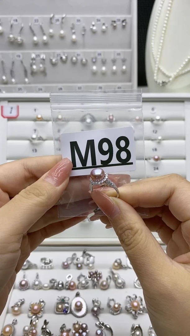 银S925镶嵌珠宝奇石淡水珍珠忧*草M98