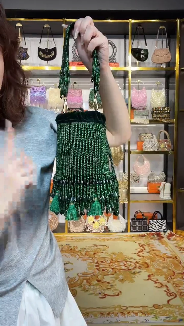 织物珠韵恒泽重工串珠手提包