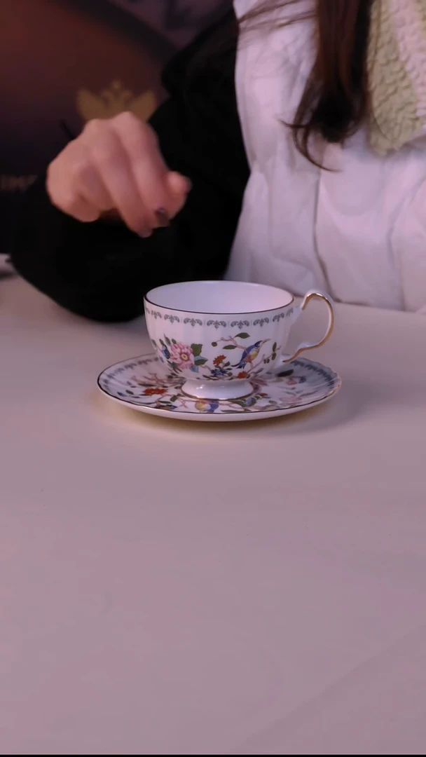 英国安斯丽 雀鸟奥本 杯碟