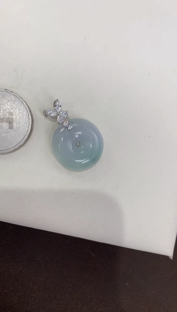 颈饰银S925镶嵌翡翠天然缅甸A货翡翠