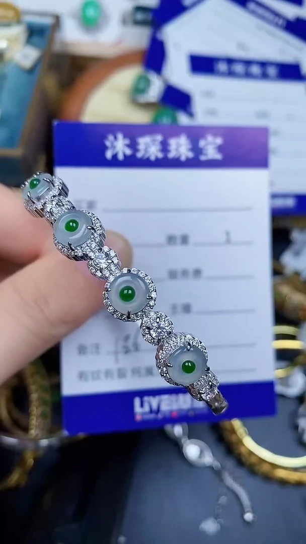 翡翠戒指银S925镶嵌1860