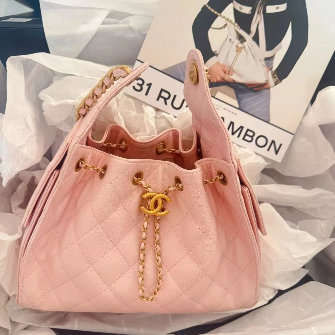 99新 Chanel/香奈儿 26c bag hobo mini樱花粉牛皮81253720