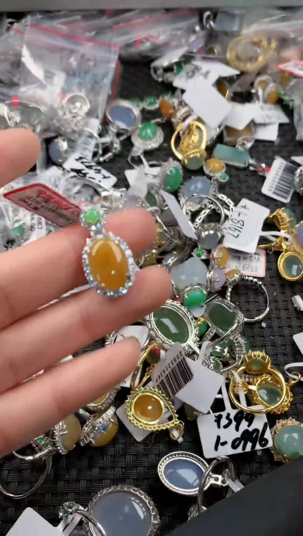 银S925镶嵌戒指翡翠555----1