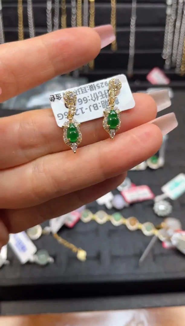 银S925镶嵌戒指翡翠天然翡翠A货