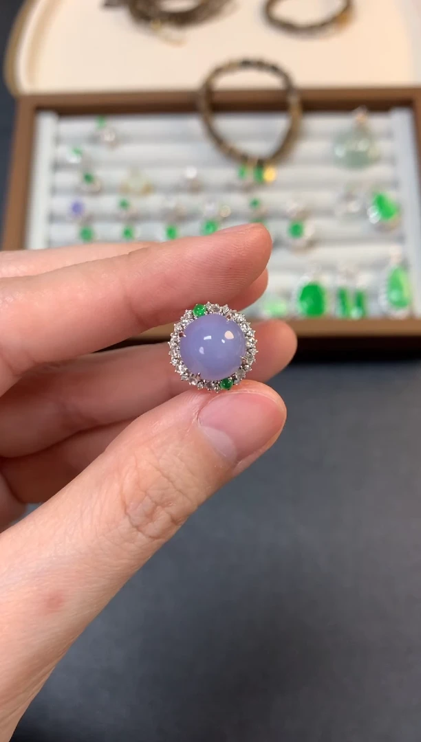 【闪购商品】翡翠戒指18K金镶嵌戒指9500