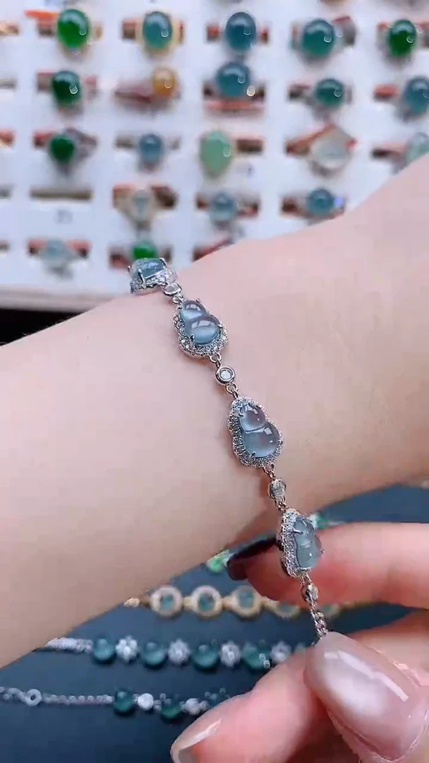 银S925镶嵌手链翡翠天然翡翠