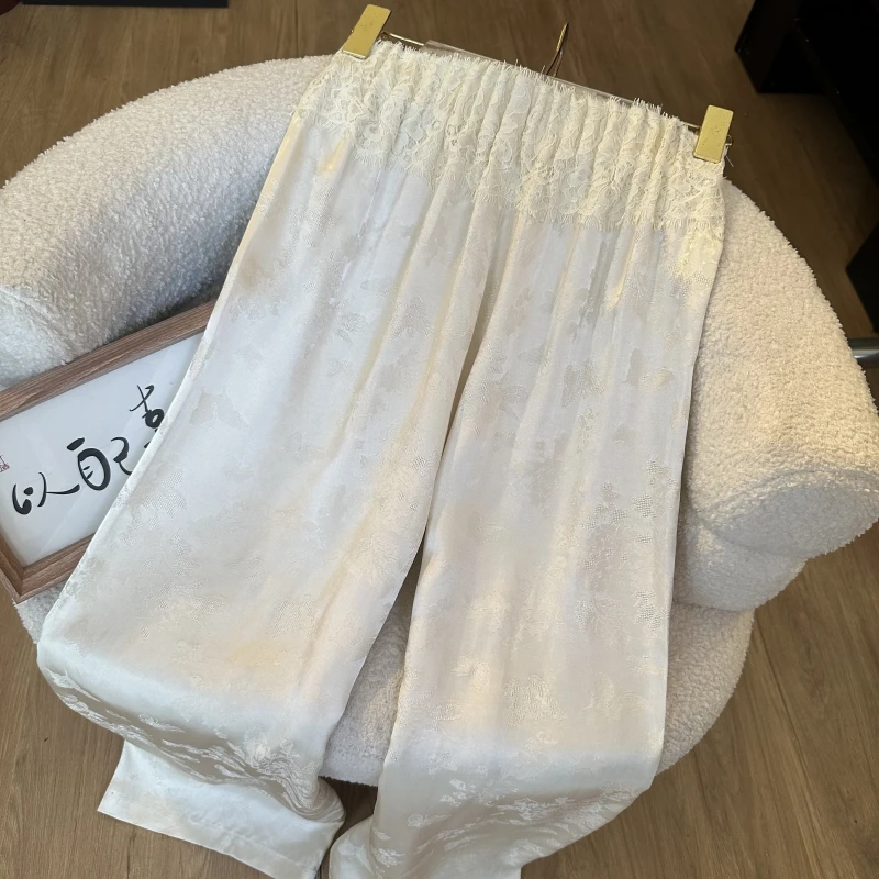 【100人丝翩翩蝴蝶凉凉裤】新中式国风人丝面料提花阔腿裤百搭裤