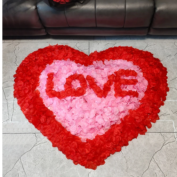 仿真玫瑰花瓣生日派对氛围用品婚礼婚房喜庆婚庆装饰仿真丝布红色